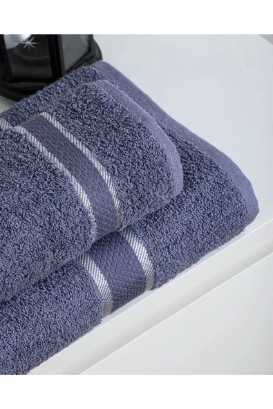 %100 Pamuk 2 Parça Kadın/Erkek Banyo Duş Hamam Havlu Seti 90x150 Cm - 12