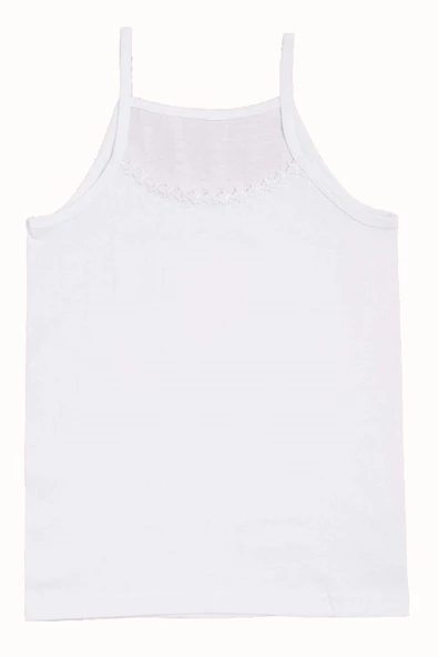 6lı Kız Çocuk İp Askılı Papatya Yaka Atlet Pamuklu Fanila - 3