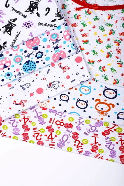 6lı Kız Çocuk İp Askılı Desenli Atlet Pamuklu Rengarenk Sdf - 7