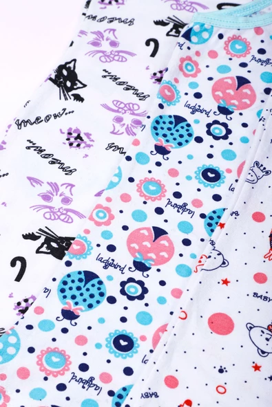 6lı Kız Çocuk İp Askılı Desenli Atlet Pamuklu Rengarenk Sdf - 3