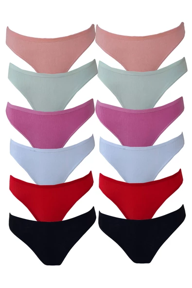 Tutku 12li Kadın Kaşkorse Bayan Külot Pamuklu Renkli Bikini - 2