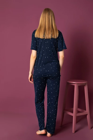 Nisanca Bambu Büyük Beden Yazlık Kadın Kısa Kol Pijama Takımı - 8