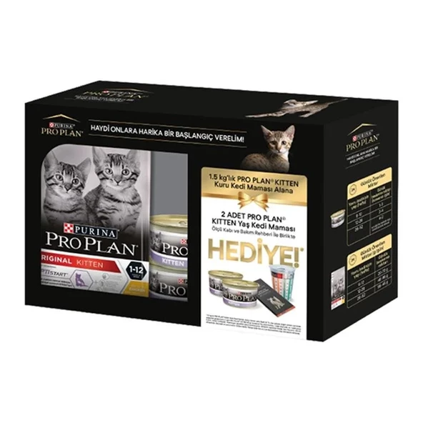 Pro Plan Kitten Tavuklu Yavru Kuru Hediyeli Kedi Maması  1,5 Kg.+2 ad Konserve+Mama Ölçüö Kabı