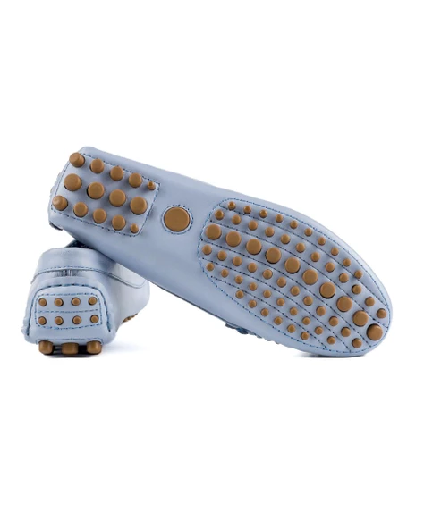 Teos Kadın Açık Mavi Hakiki Deri Loafer Ayakkabı - Resim 3