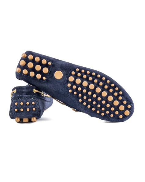 Samos Kadın Lacivert Hakiki Süet Deri Loafer Ayakkabı - Resim 3