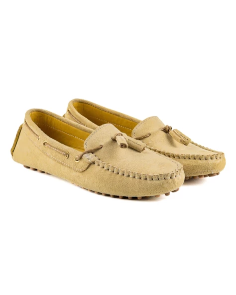 Samos Kadın Camel Hakiki Süet Deri Loafer Ayakkabı - 2