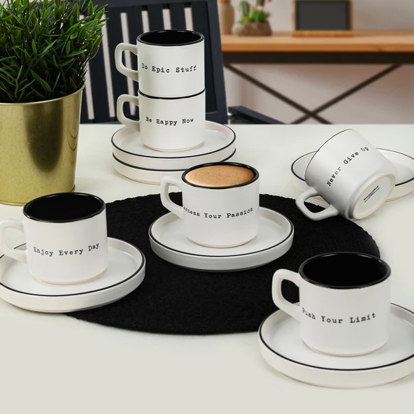 Keramika Keraart Motto Stackable Çay Takımı 12 Parça 6 Kişilik