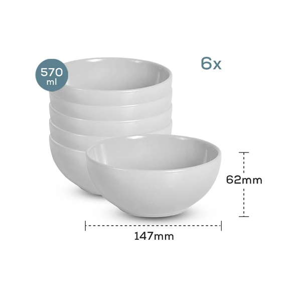 Keramika Beyaz Delta Çorba Kasesi 14 Cm 6 Adet - 2