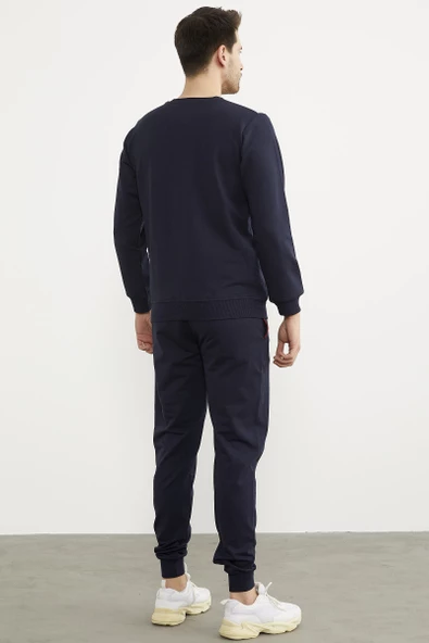 Rahat Kalıp Sıfır Yaka Eşofman Takım - Lacivert - Resim 5