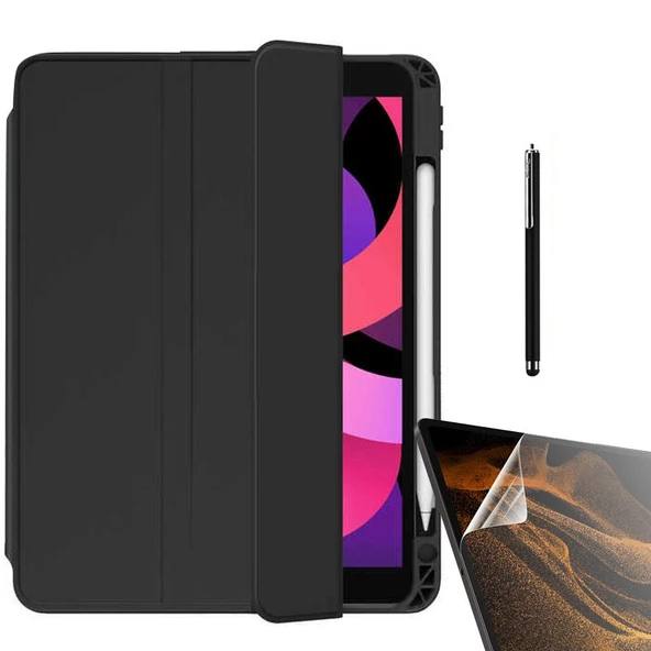 Gpack Apple iPad Pro 12.9 2018 3.Nesil Kılıf Kalem Bölmeli Arkası Şeffaf Standlı nt22  Nano  Kalem