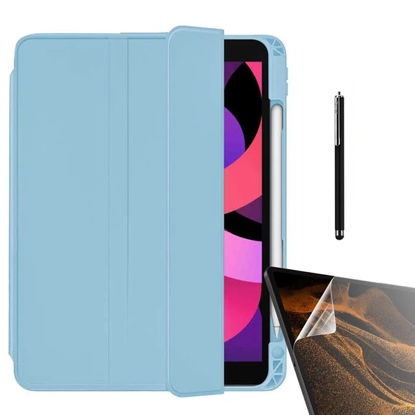 Gpack Apple iPad Pro 12.9 2022 M2 Kılıf Kalem Bölmeli Arkası Şeffaf Standlı nt22  Nano  Kalem - Resim 6