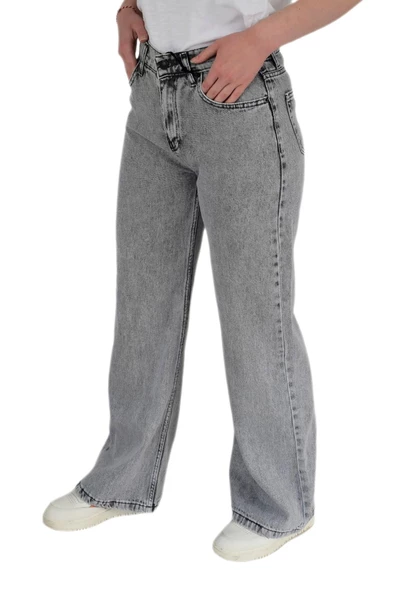 Kadın Yüksek Bel Palazzo Kot Pantolon BGL-ST02910 - Resim 3