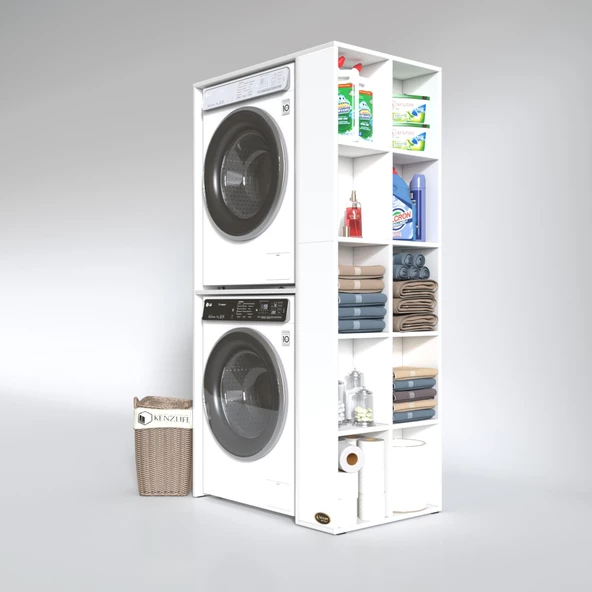 Kenzlife çamaşır-kurutma makinesi dolabı bolodenkamdf byz 180*090*60 % 100 mdf full mdf banyo kapaksız arkalıksız - Resim 2