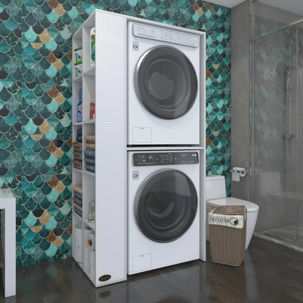 Kenzlife çamaşır-kurutma makinesi dolabı bolodenkamdf sol byz 180X090X60 % 100 mdf full mdf banyo kapaksız arkalıksız