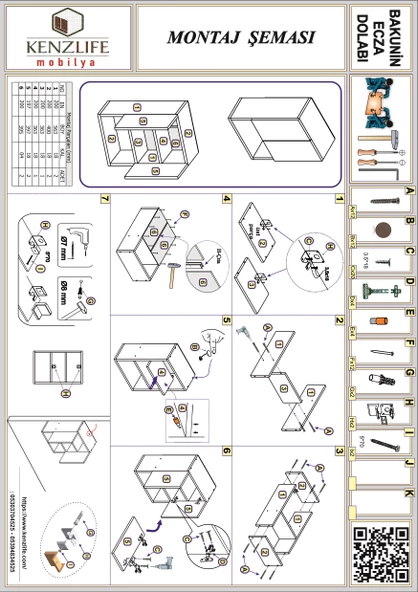 Kenzlife banyo ecza dolabı bakuninmdf byz 60*40*20 % 100 mdf full mdf mutfak (m)üst arkalıklı alt arkalıksız - Resim 4
