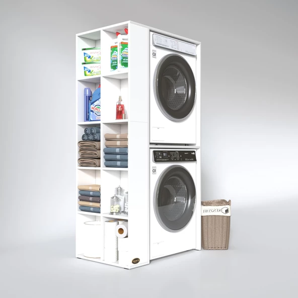 Kenzlife çamaşır-kurutma makinesi dolabı bolodenkamdf sol byz 180X090X60 % 100 mdf full mdf banyo kapaksız arkalıksız - 2