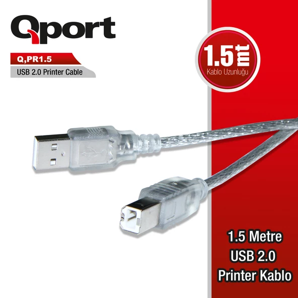 QPORT Q-PR1.5 USB 2.0 1.5 METRE YAZICI KABLO - 2