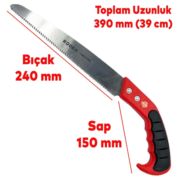 Rodex Budama Testeresi Kılıflı 240 Mm Çelik Düz Ağaç Dal Bağ El Testeresi - 3