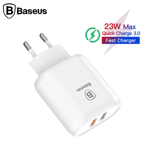 Baseus Bojure Series Dual-USB QC 3.0 18W Hızlı Şarj Aleti Başlık