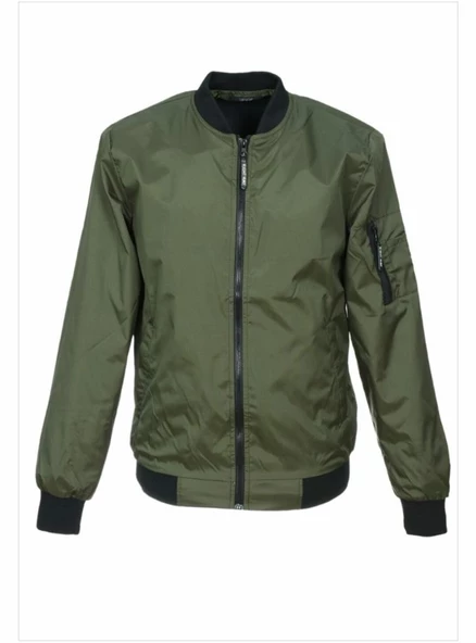 Genç Kız Spor Kumaş Mont Yazlık Model Haki Renk - 3