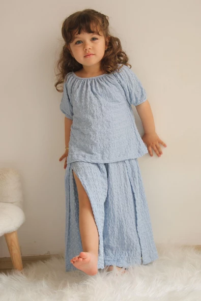 KIZ ÇOCUK BÜRÜMCÜK MODEL YIRTMAÇLI PAMUK TAKIM - 1