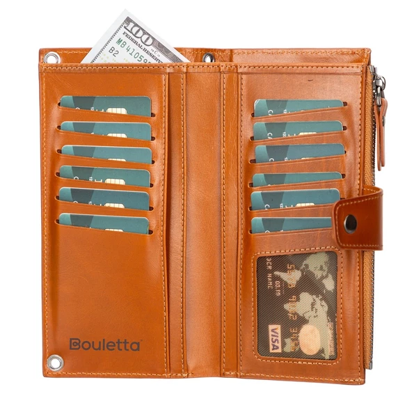 Lozan Strap 6.5 inch Uyumlu Deri Kartlıklı Kılıf RST2EF Taba - 3