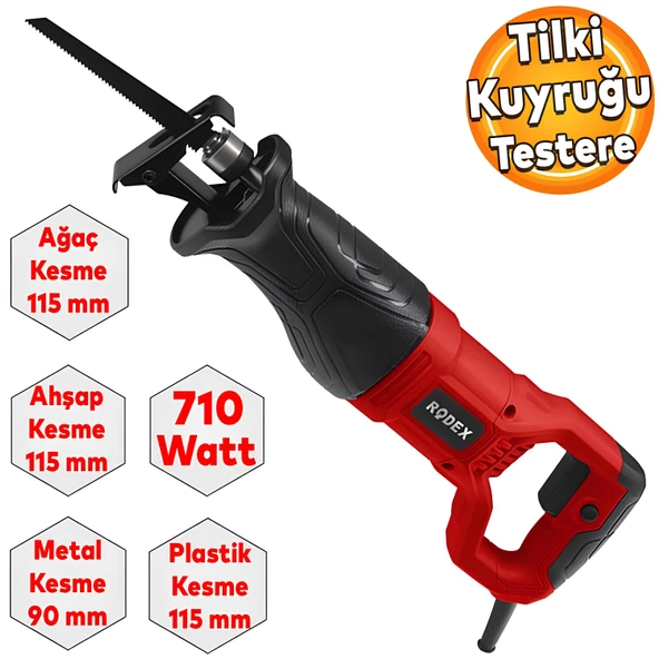 Rodex RDX9071 Ahşap Metal Et Kemik kesme Tilki kuyruğu Testere 710W 115 mm