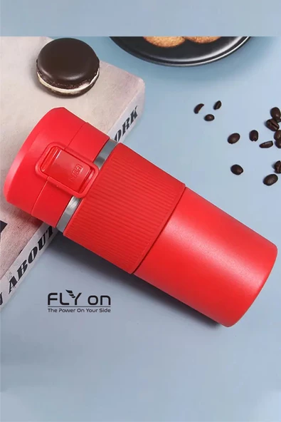 Sızdırmaz Paslanmaz Çelik Kaydırmaz Lastikli İç Kısmı Süzgeçli Araç Ofis Çay Kahve Termos Mug 400 ML - 3