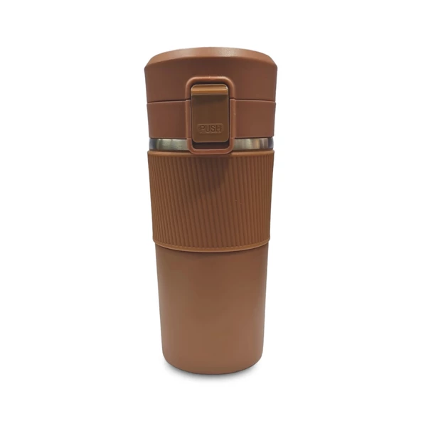 Sızdırmaz Paslanmaz Çelik Kaydırmaz Lastikli İç Kısmı Süzgeçli Araç Ofis Çay Kahve Termos Mug 400 ML - 3