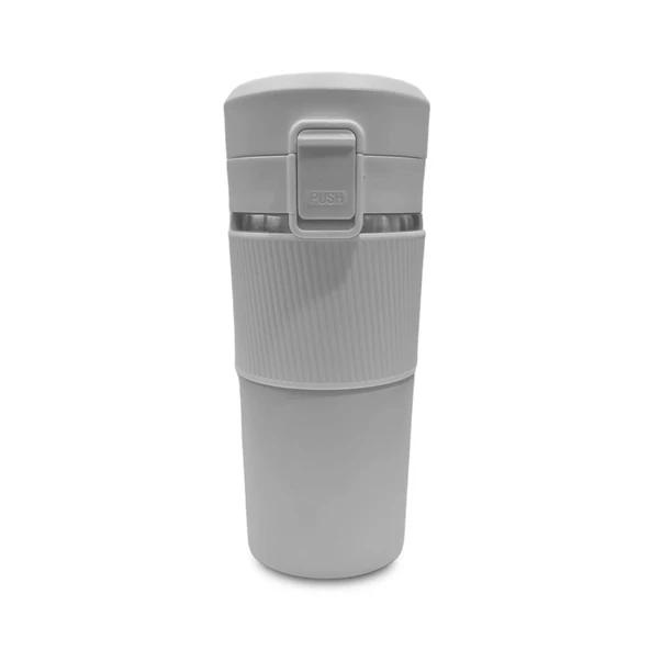 Sızdırmaz Paslanmaz Çelik Kaydırmaz Lastikli İç Kısmı Süzgeçli Araç Ofis Çay Kahve Termos Mug 400 ML - 4