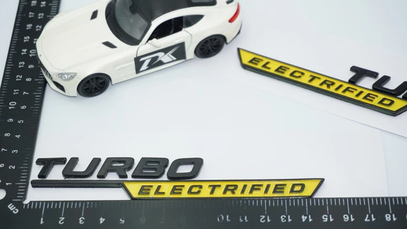 DK Tuning Benz Turbo Electrified Çamurluk Yanı Sarı Logo Amblem - Resim 2
