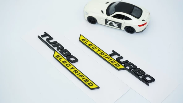 DK Tuning Benz Turbo Electrified Çamurluk Yanı Sarı Logo Amblem - Resim 3