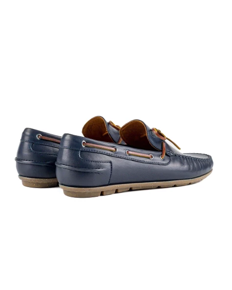 Alabanda Lacivert Hakiki Deri Erkek Loafer Ayakkabı - Resim 4