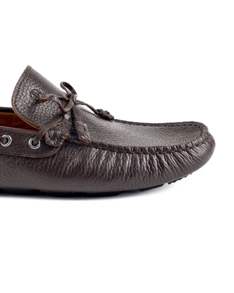 Ancrya Kahverengi Hakiki Deri Erkek Loafer Ayakkabı - Resim 5