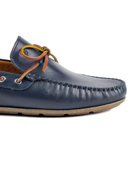 Alabanda Lacivert Hakiki Deri Erkek Loafer Ayakkabı - Resim 5