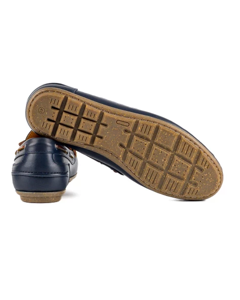 Alabanda Lacivert Hakiki Deri Erkek Loafer Ayakkabı - Resim 3