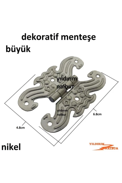 Nikel Metalik Dekoratif 4 Adet Büyük Menteşe Yaprak Menteşe Kutu Dolap Menteşe - 2