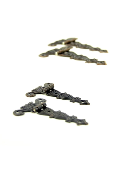 4'lü Küçük Kuyruklu Antik Bakır Menteşe - Resim 2