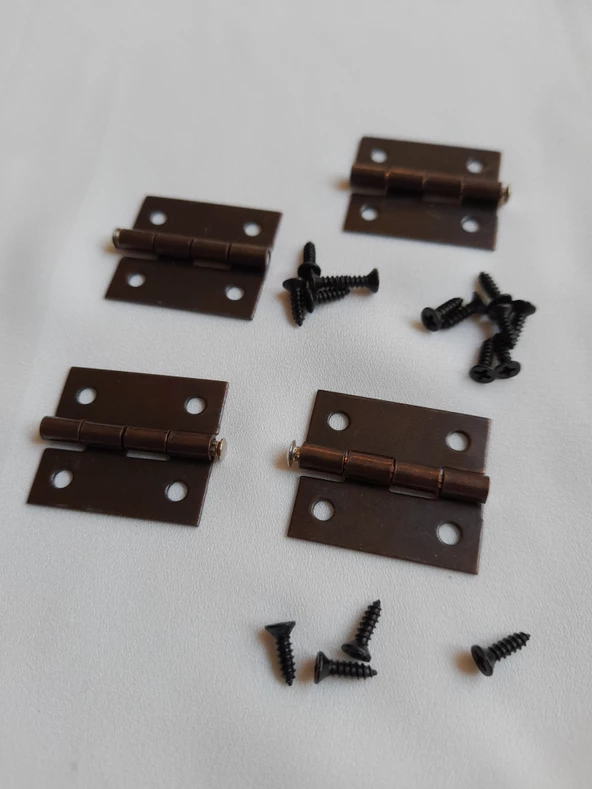 4 ADET KLASİK MENTEŞE OKSİT VE VİDALARI  20X25 MM KUTU VE SANDIK MENTEŞESİ HOBİ MAKET