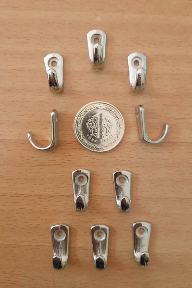 Küçük Askı Nikel Dekoratif Tekli Bijuteri Askılık Aksesuarı 10 Adet - 4