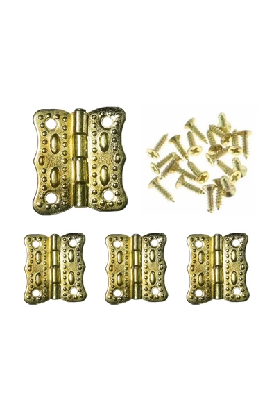 4 Adet Sarı Papatya Menteşe ve Vidaları 20x20 mm Kutu ve Sandık Menteşesi Hobi Maket