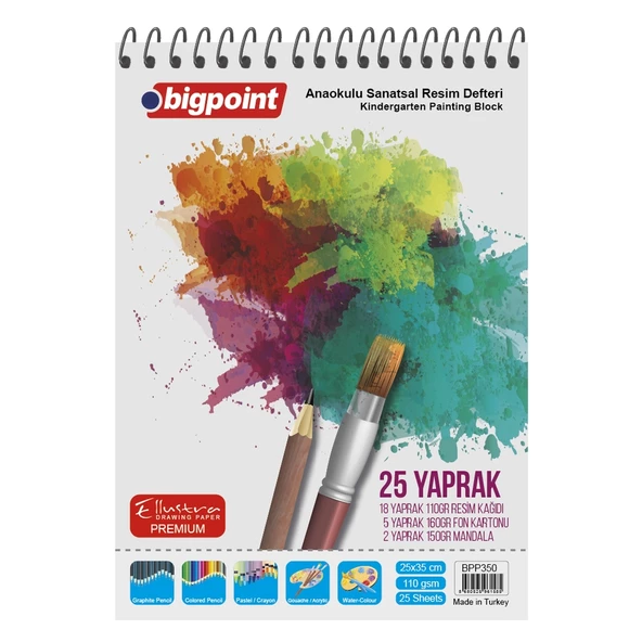 Bigpoint 25x35cm Anaokulu Sanatsal Resim Defteri - 25 Yaprak 3'lü Paket