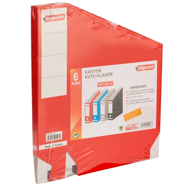 Bigpoint Karton Kutu Klasör Kırmızı 6'lı Paket - 2