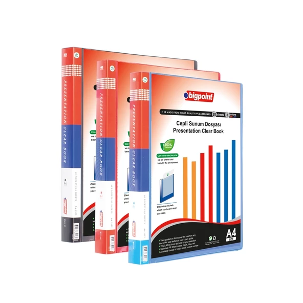 Bigpoint Sunum Dosyası Cepli 40'lı Kırmızı X 4'lü Paket - Resim 3