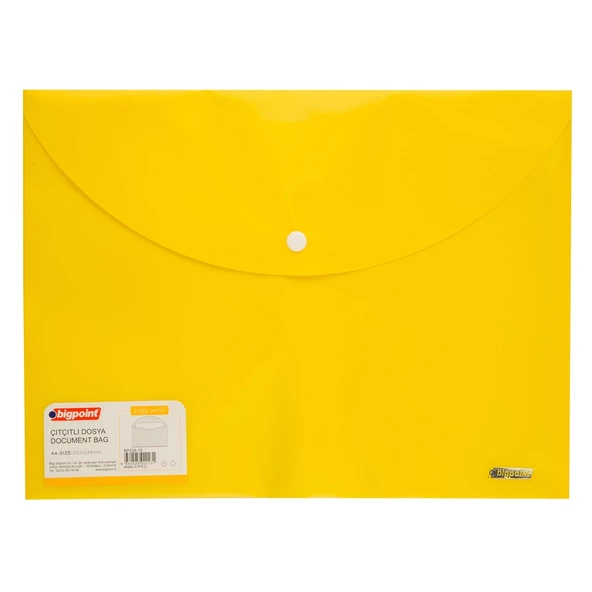 Bigpoint Çıtçıtlı Dosya Lolly A4 Sarı 12'li Poşet - Resim 2