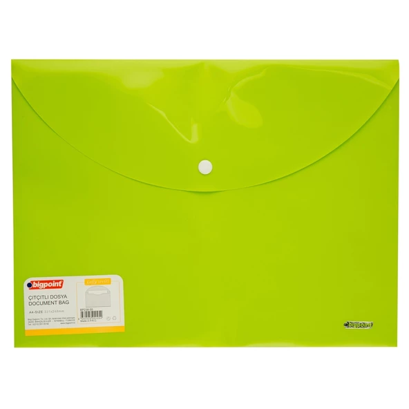 Bigpoint Çıtçıtlı Dosya Lolly A4 Yeşil 12'li Poşet - Resim 2