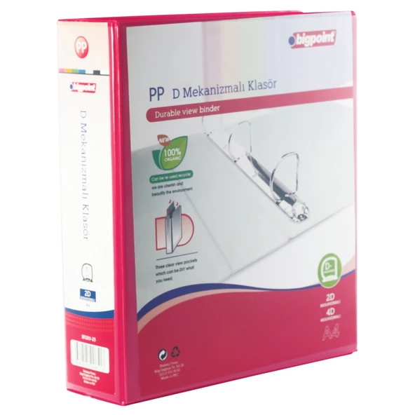 Bigpoint 2D Mekanizmalı Klasör 7 cm Açık Kırmızı x 6 Adet - Resim 2