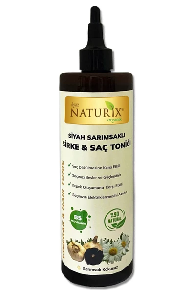 Naturix Siyah Sarımsaklı Sirke 400ml & Keratin Şampuan 600ml & Saç Kremi 500ml - 3'lü Saç Bakım Seti - 2