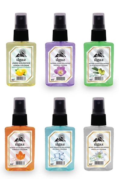 Zeytin Çiçeği & Safran & Beyaz Zambak & Tütün & Limon & Ice Fresh Kolonya 50 Ml Elegance 6'lı Set - 2