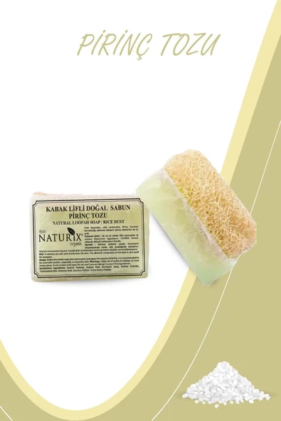 Naturix Kabak Lifli Pirinç Tozu Sabun 130 Gr - Cilt Beyazlatıcı, Peeling Etkili ve Canlandırıcı %100 Doğal Sabun - 2